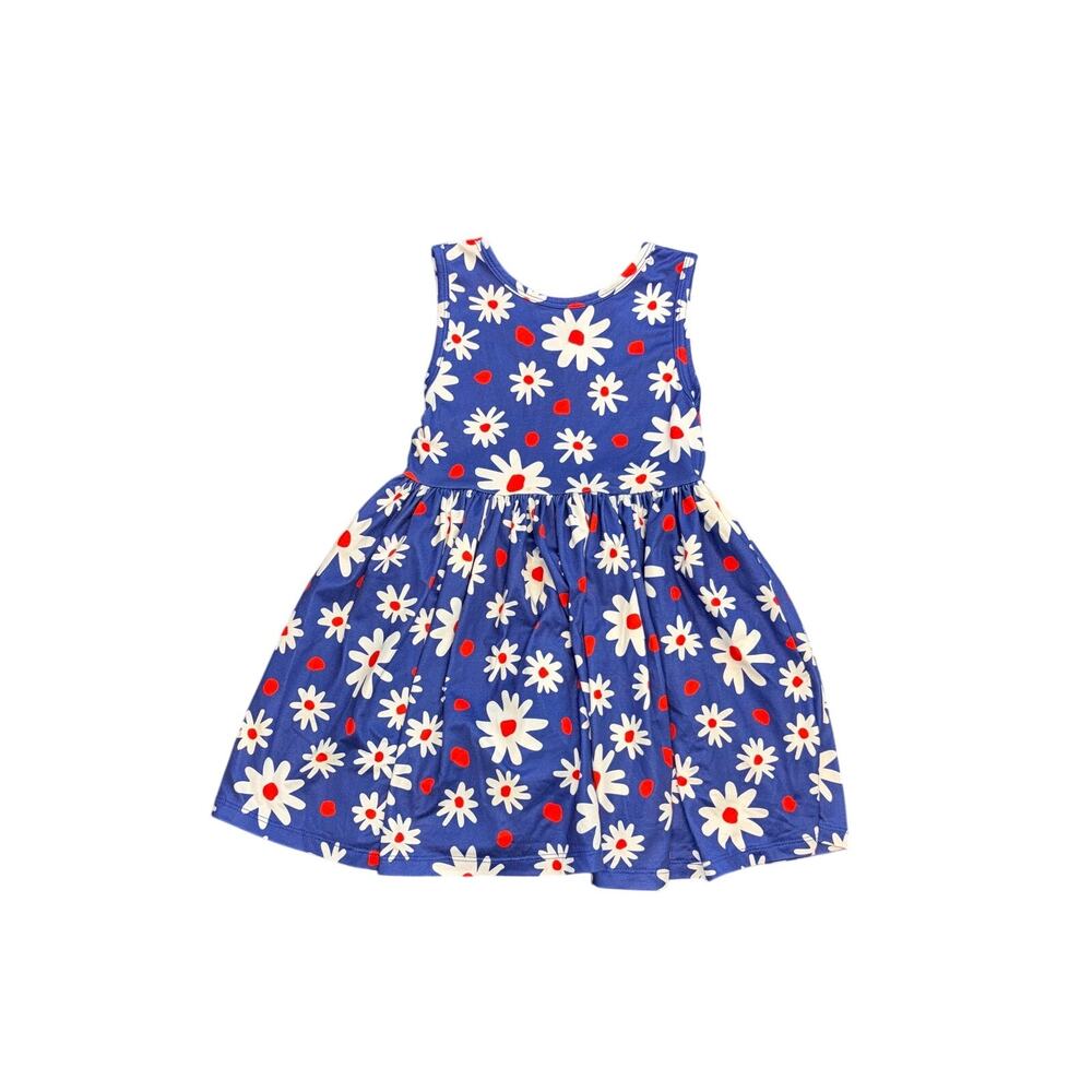MILA & ROSE Baby You're a Firework Tank Twirl Dress 4T Red White Blue Flowers